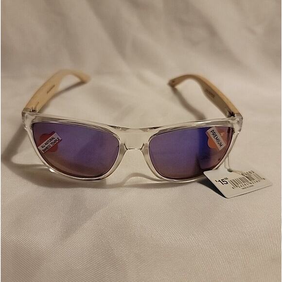 Piranha Hardy II Bamboo Temple Premium Sunglasses Clear Frames Style # 62163 - Picture 1 of 5